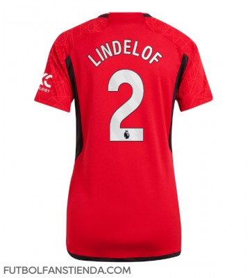 Manchester United Victor Lindelof #2 Primera Equipación Mujer 2023-24 Manga Corta